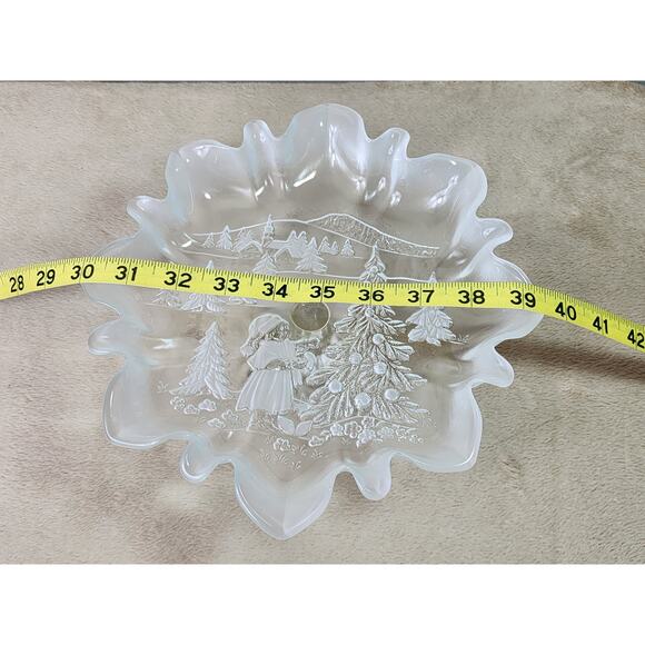 Mikasa Pedestal Footed Bon Candy Cookie Dish Clear Frosted Christmas 9 1/2" x 4" - Picture 14 of 14